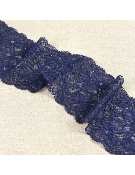 Renda elástica flores delicadas - Azul marinho