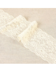 Renda elástica flores delicadas - Cru