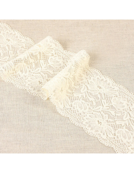 Renda elástica flores delicadas - Cru