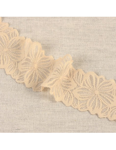 Renda elástica pétalas de flores - Bege