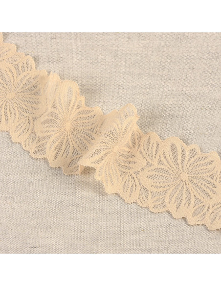 Renda elástica pétalas de flores - Bege