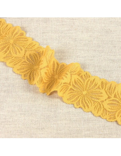 Renda elástica pétalas de flores - Amarelo mostarda