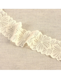Renda elástica pétalas de flores - Cru