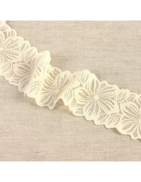 Renda elástica pétalas de flores - Cru