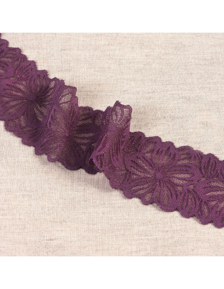 Renda elástica pétalas de flores - Ameixa