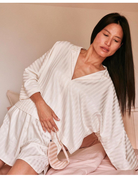 Tecido viscose de algodão Stripes Off-White - Atelier Brunette