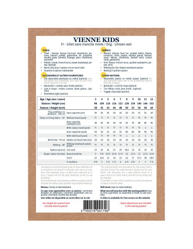 Molde de colete sem mangas unissex Vienne kids - Ikatee