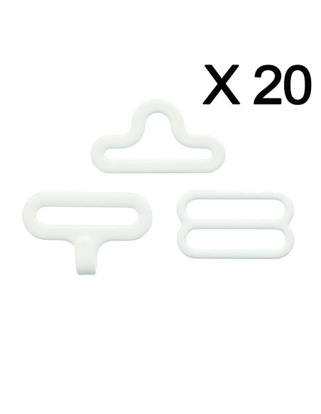 Conjunto de 20 presilhas de laço - Branco