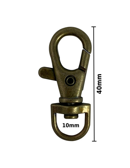 Mosquetão de metal - Bronze 40 x 10 mm