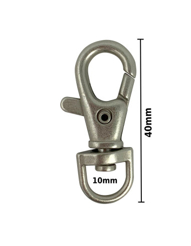 Mosquetão de metal - Prata fosca 40 x 10 mm
