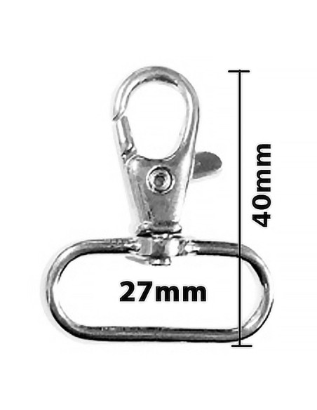 Mosquetão de metal - Prata 40 x 27 mm