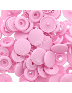 Saco de 25 botões de pressão de resina KAM redondos - Rosa