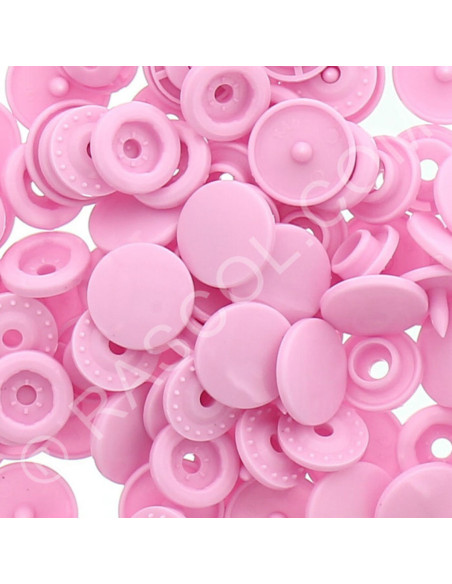 Saco de 25 botões de pressão de resina KAM redondos - Rosa
