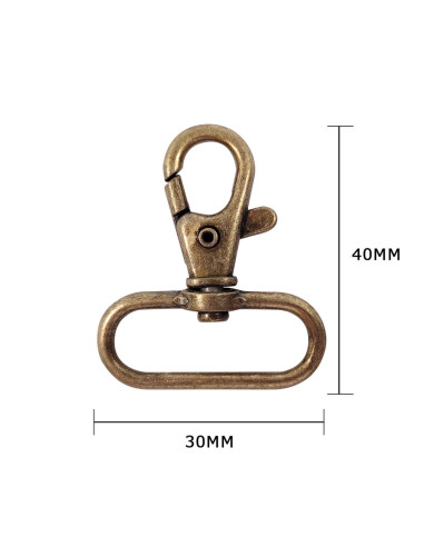 Mosquetão de metal - Bronze 40 x 30 mm