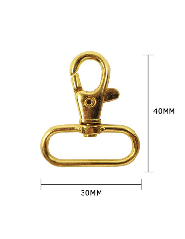 Mosquetão de metal - Dourado 40 x 30 mm