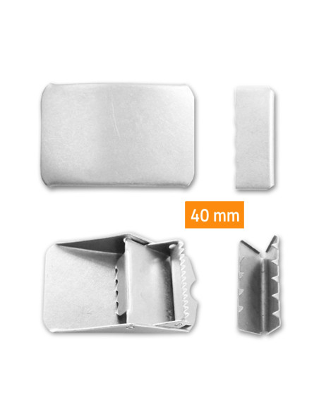Fivela de cinto com garras e aba - Prata 40 mm