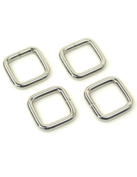 Conjunto de 4 anéis quadrados - Prata 12,7 mm