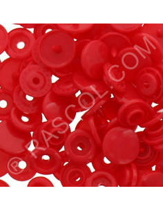 Saco de 25 botões de pressão de resina KAM redondos - Vermelho