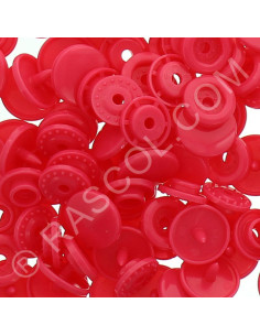 Pacote de 25 botões de pressão de resina KAM redondos - Vermelho magenta