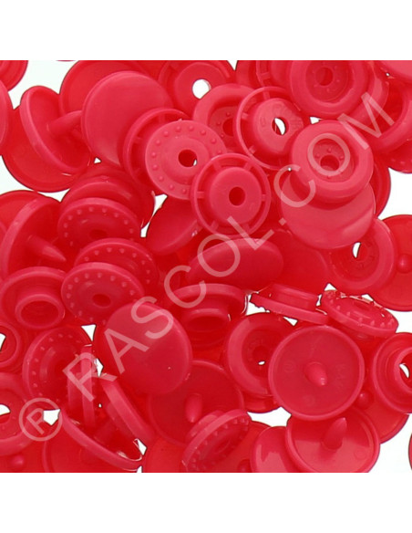 Pacote de 25 botões de pressão de resina KAM redondos - Vermelho magenta