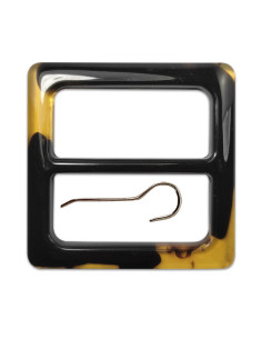 Fivela de cinto vintage quadrada - Preto marmorizado 5 cm