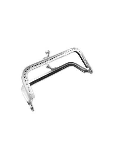 Fecho retangular para bolsa 125 mm - Prata