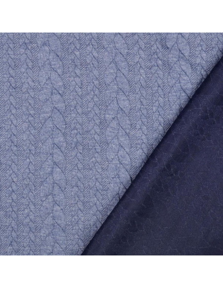 Tecido moletom trançado - Denim