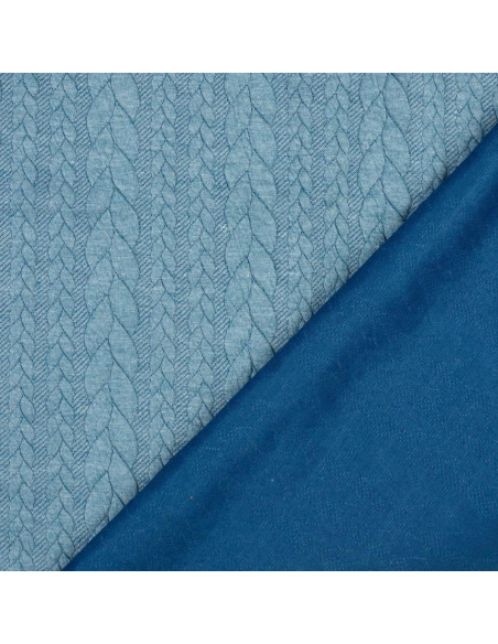 Tecido moletom trançado - Azul petróleo
