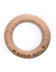 Anel de dentição em madeira 70 mm - Baby Girl