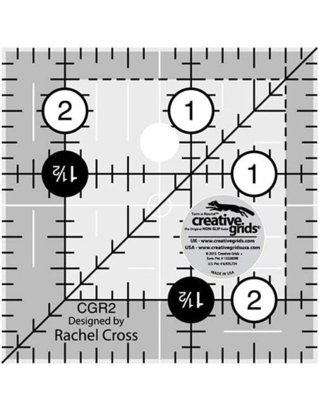 Régua quadrada para quilting 2.5" x 2.5" Creative Grids