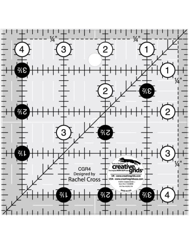 Régua quadrada de quilting 4.5" x 4.5" Creative Grids