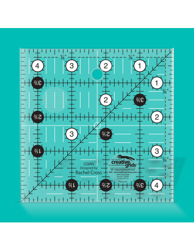 Régua quadrada de quilting 4.5" x 4.5" Creative Grids