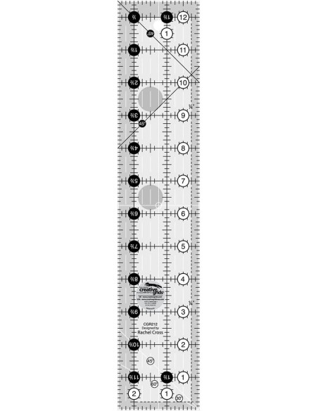 Régua retangular para quilting 2.5" x 12.5" Creative Grids