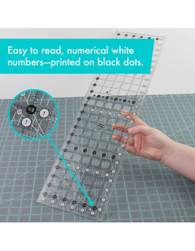 Régua retangular para quilting 6.5" x 24.5" Creative Grids
