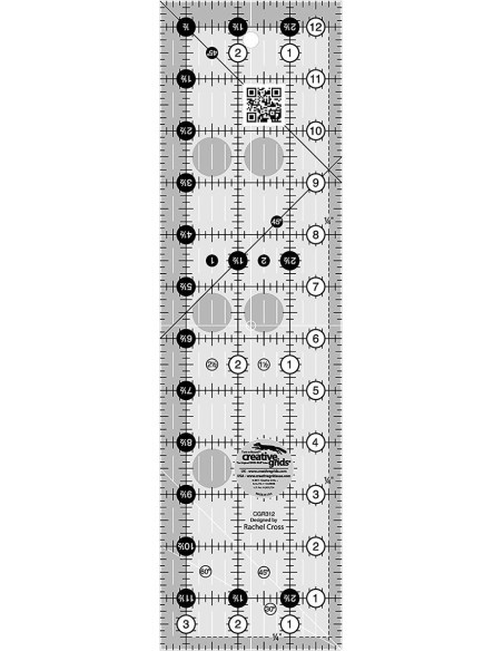 Régua retangular para quilting 3.5" x 12.5" Creative Grids