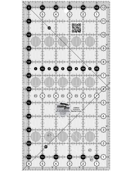Régua retangular para quilting 6.5" x 12.5" Creative Grids