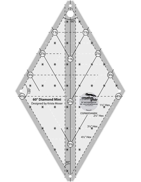 Régua de quilting Diamond Mini 60° Creative Grids