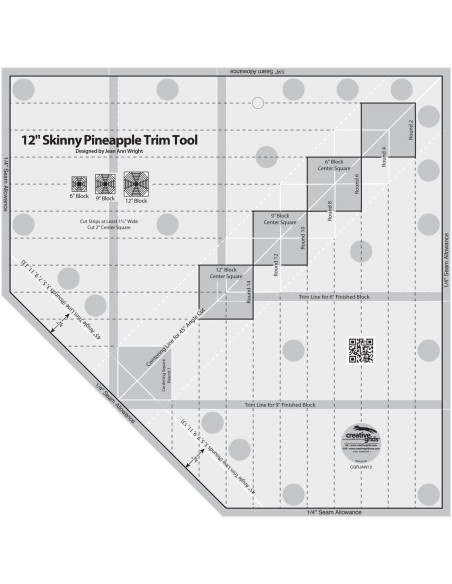 Regra 12" Skinny Pineapple Trim Tool Creative Grids