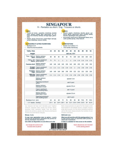 Padrão de calça e short Singapura - Ikatee