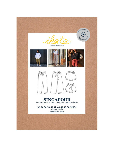 Padrão de calça e short Singapura - Ikatee
