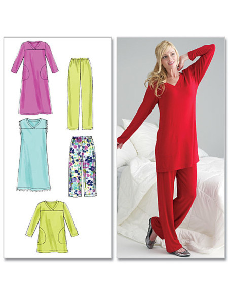 Padrão de blusa, túnica, camisa de dormir, calça