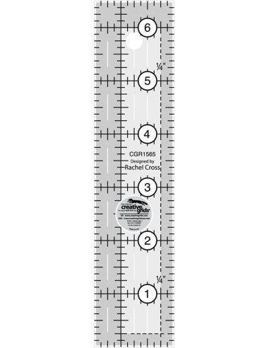 Régua retangular para quilting 1.5" x 6.5" Creative Grids
