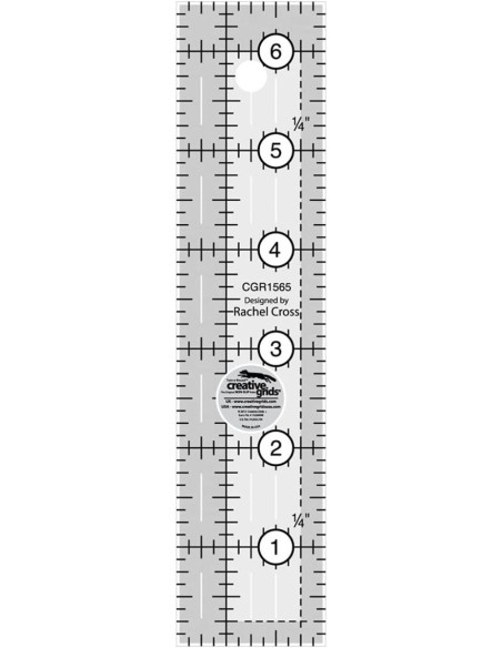 Régua retangular para quilting 1.5" x 6.5" Creative Grids