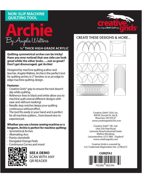Ferramenta de Quilting à Máquina Archie Creative Grids