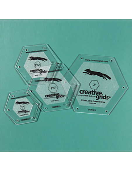 Conjunto de 4 réguas hexagonais Creative Grids
