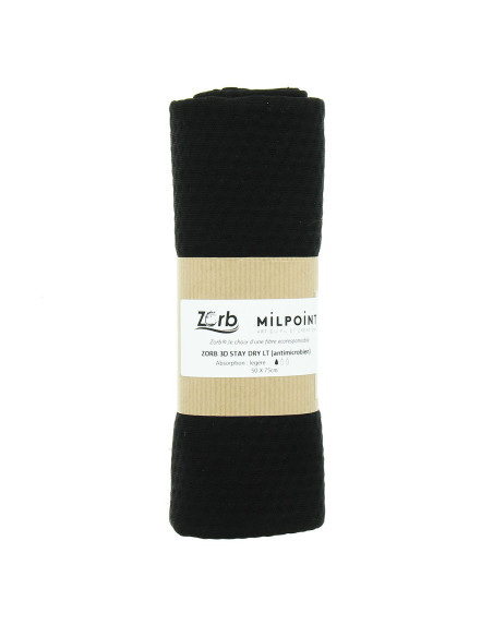Cupão de tecido absorvente leve Zorb 3D Stay Dry antimicrobiano 50 x 75 cm - Preto