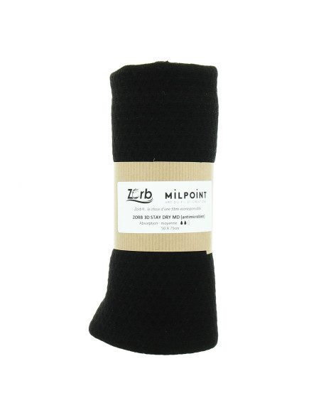 Cupão de tecido absorvente médio Zorb 3D Stay Dry antimicrobiano 50 x 75 cm - Preto