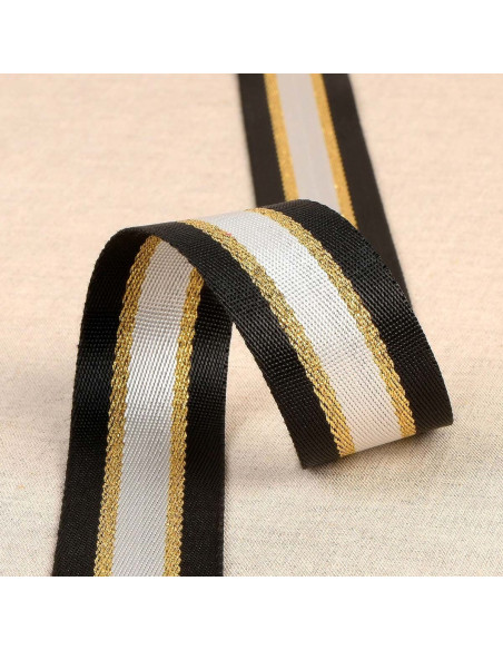 Alça de ombro lurex - Preto e dourado