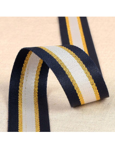 Alça de ombro lurex - Azul marinho e dourado
