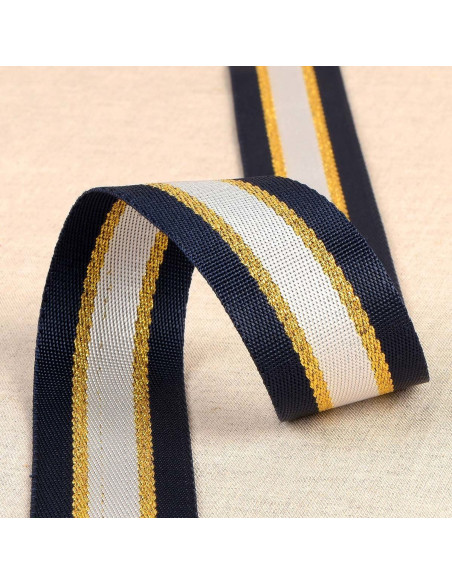 Alça de ombro lurex - Azul marinho e dourado